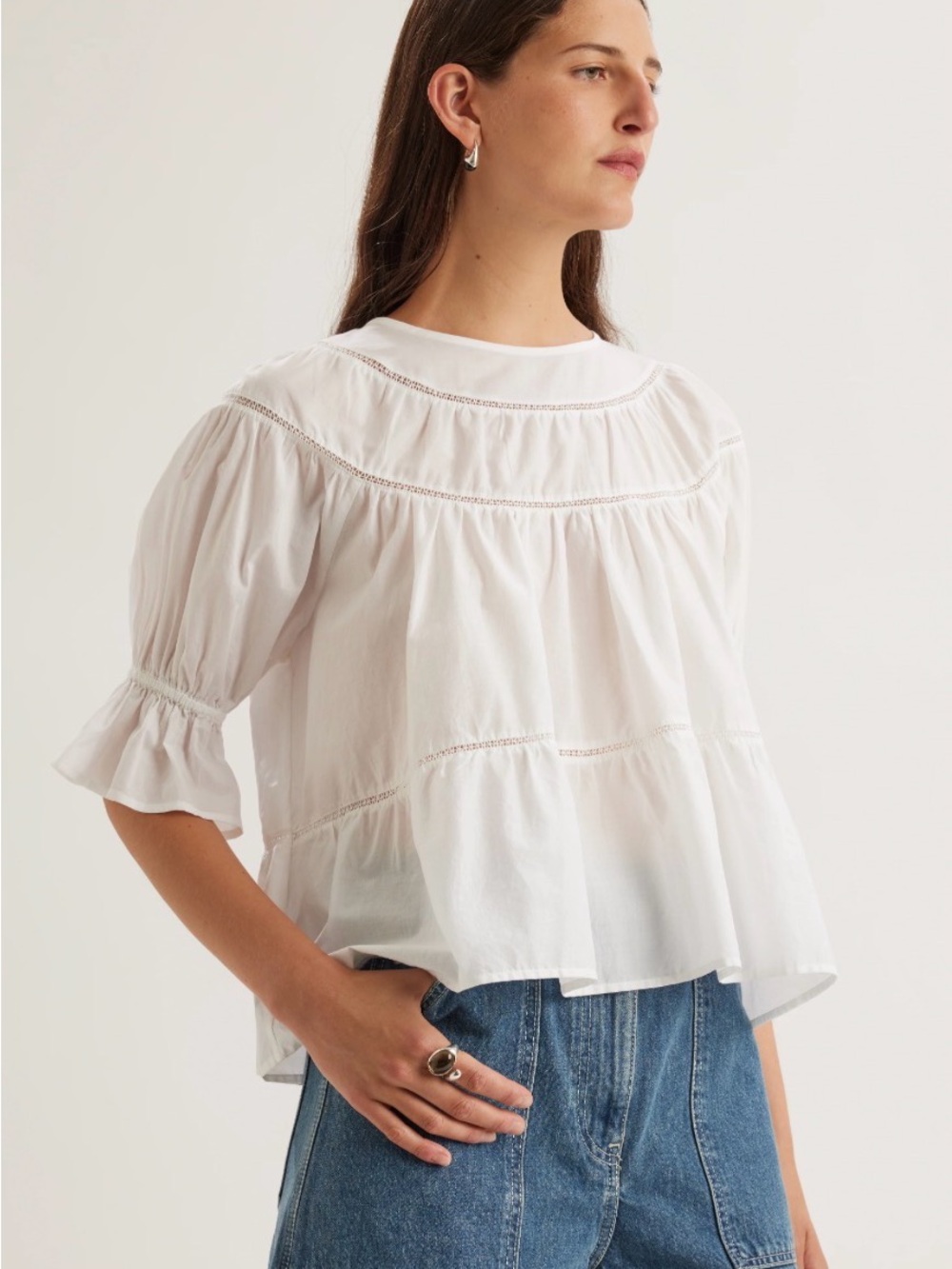 Merlette Sol Top White Cotton Blouse Size Small